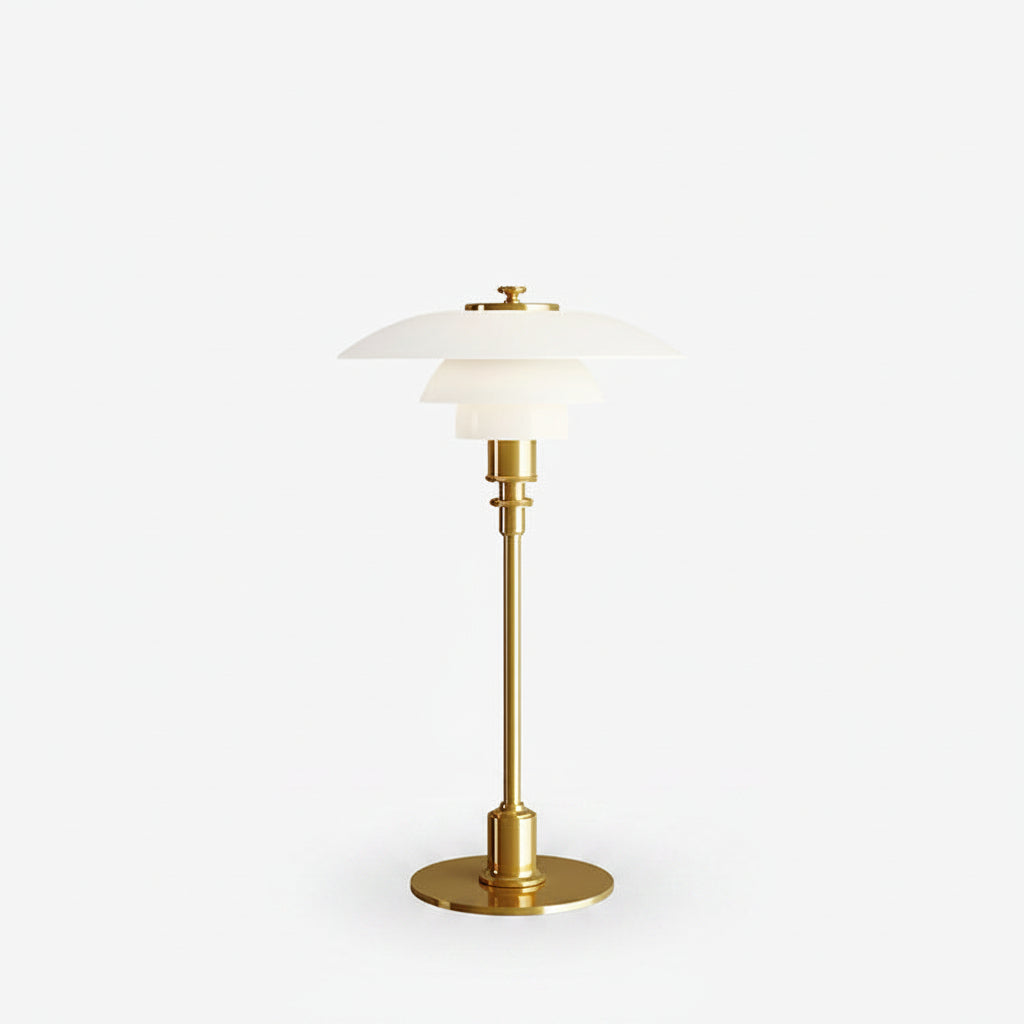 Moderne glazen tafellamp met 3-laags kap