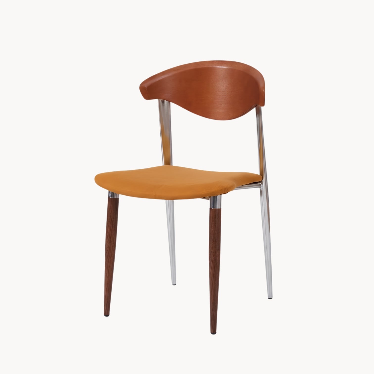 Mid-Century Modern Massief Houten Eetkamerstoel