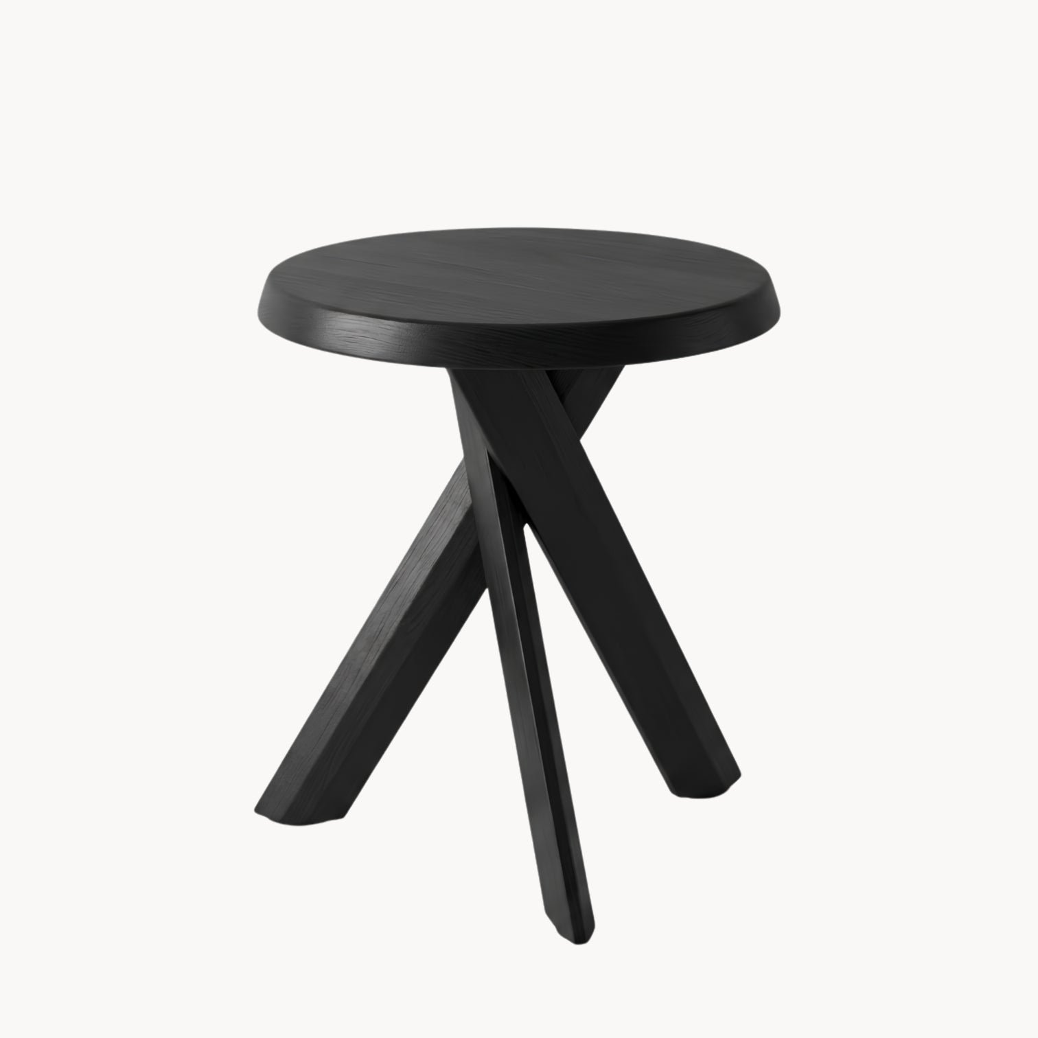 Ronde bijzettafel van massief hout in mid-century stijl