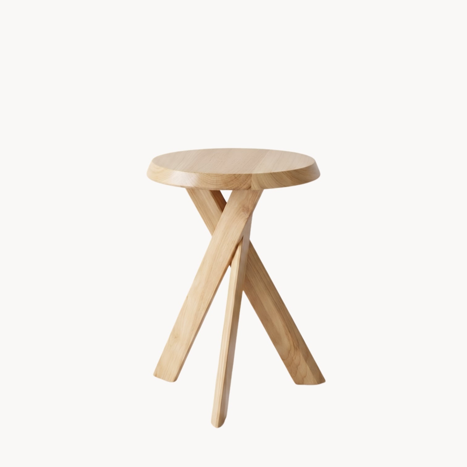 Ronde bijzettafel van massief hout in mid-century stijl