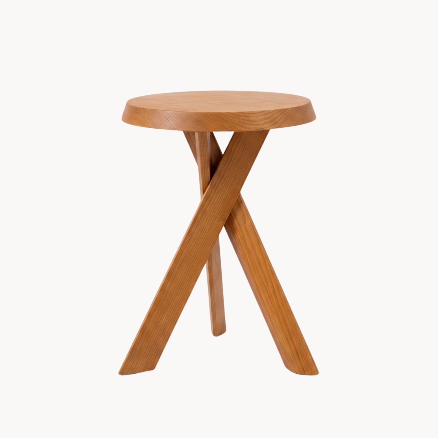 Ronde bijzettafel van massief hout in mid-century stijl