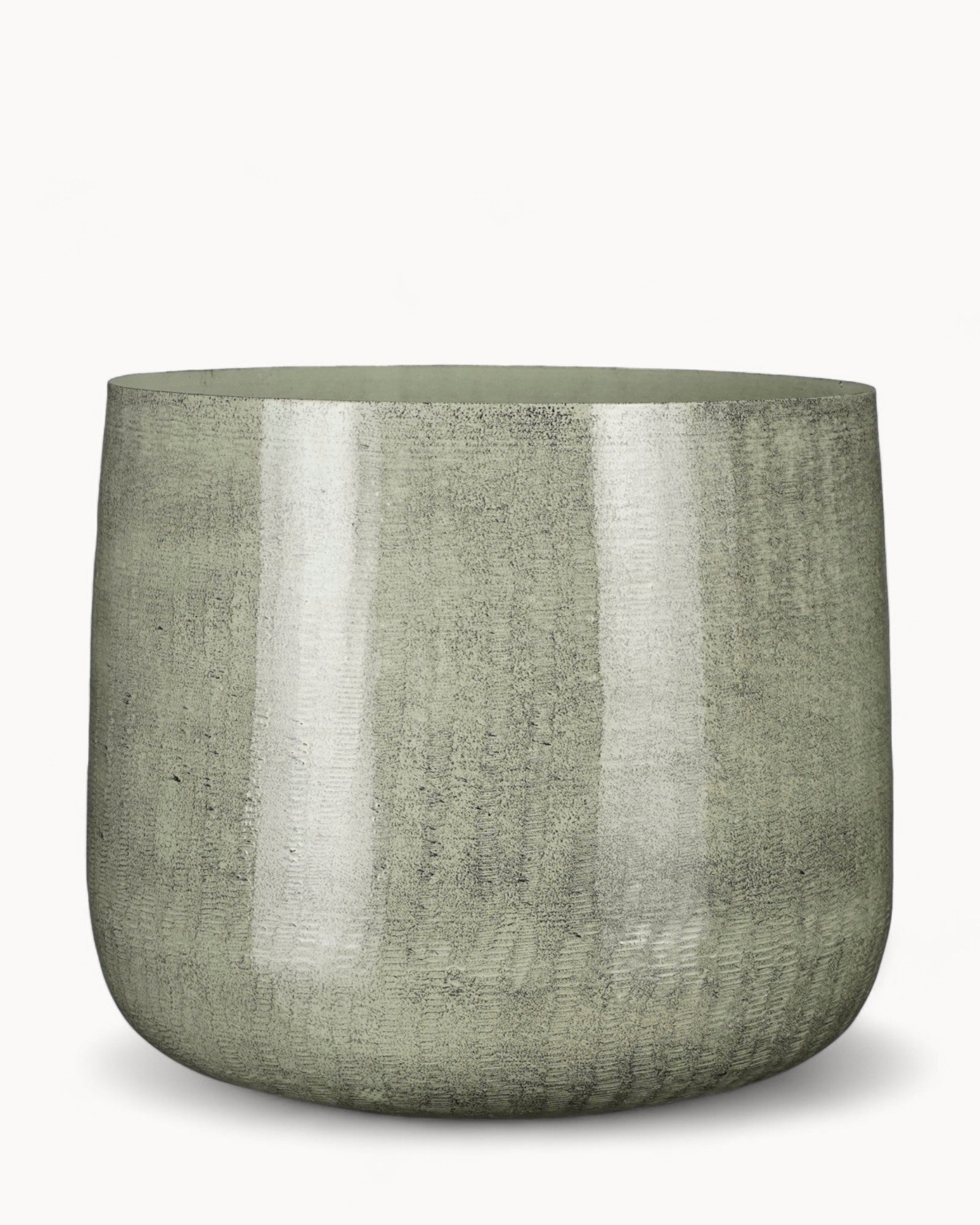 Mica Decorations – Benson Planter – Light Grey Metal – Ø32 x H27 cm