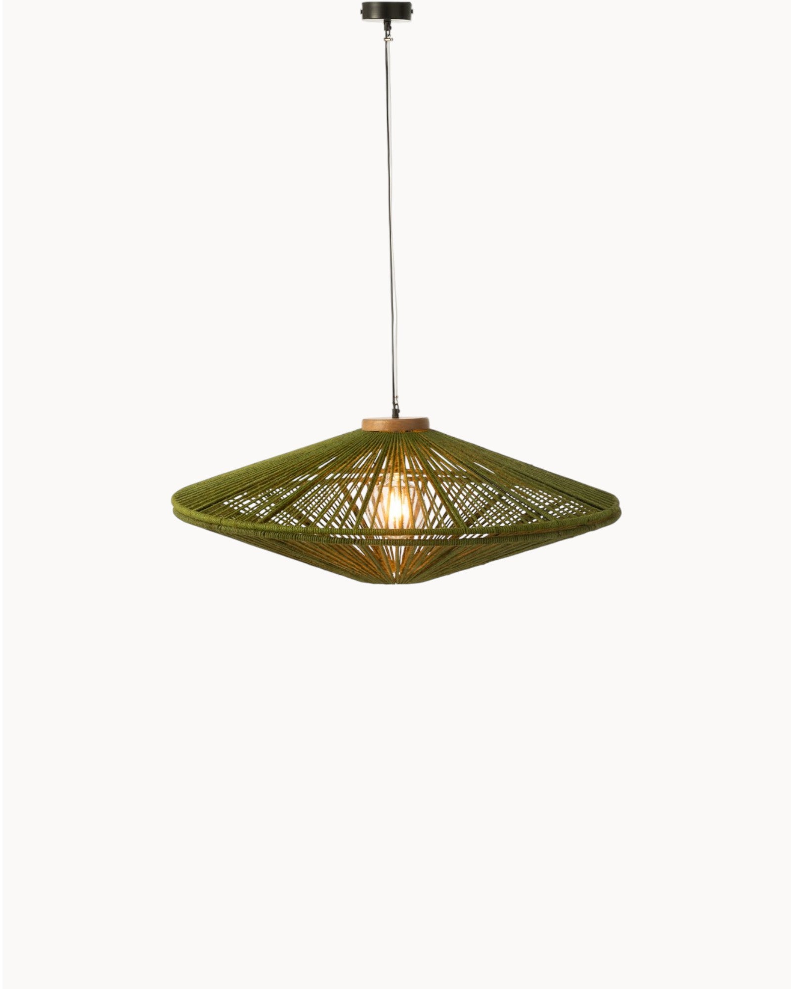 J-Line Hanging Lamp Ovni Green - Large Pendant Lamp Made of Metal and Jute