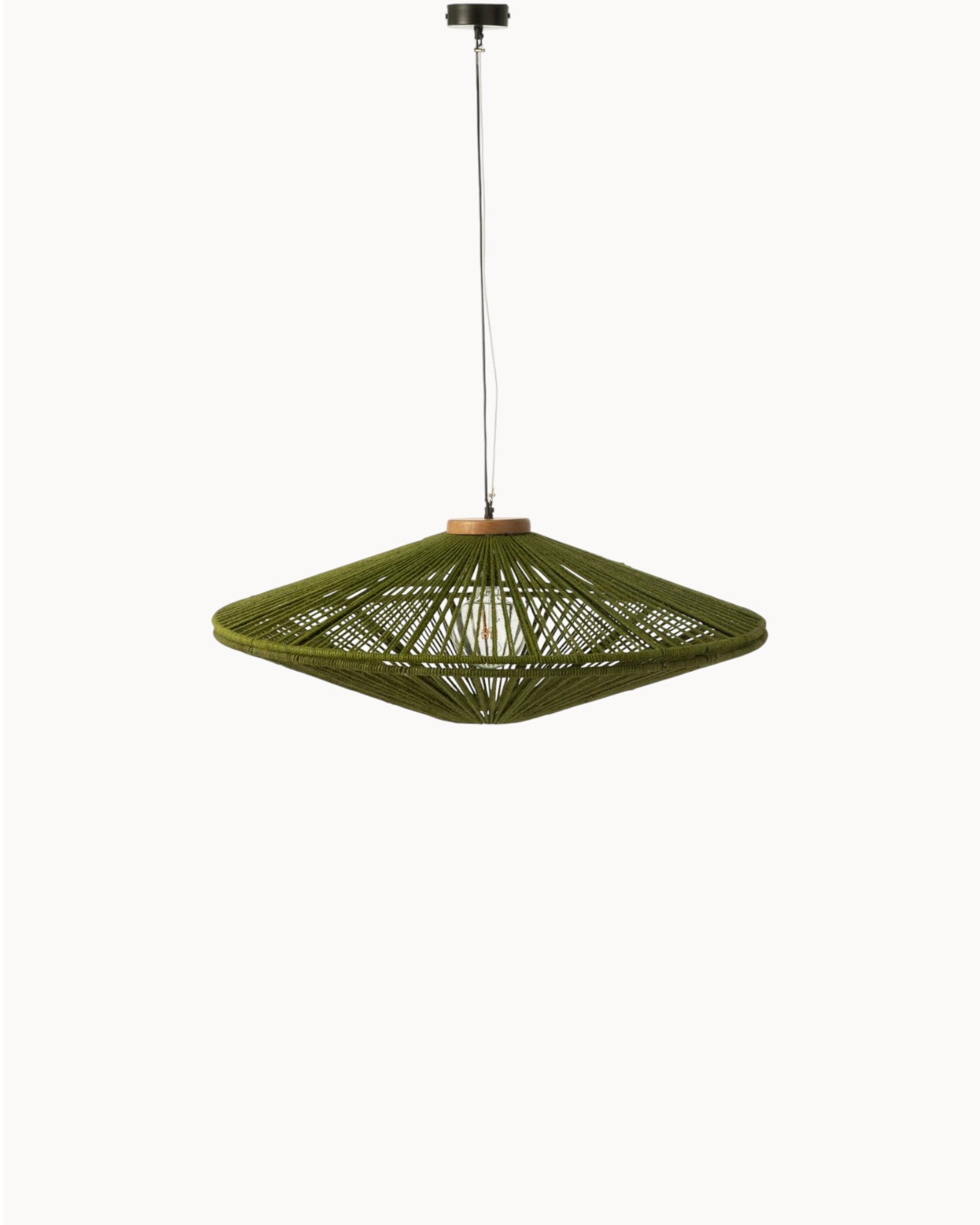 J-Line Hanglamp Ovni Groen - Grote Hanglamp van Metaal en Jute