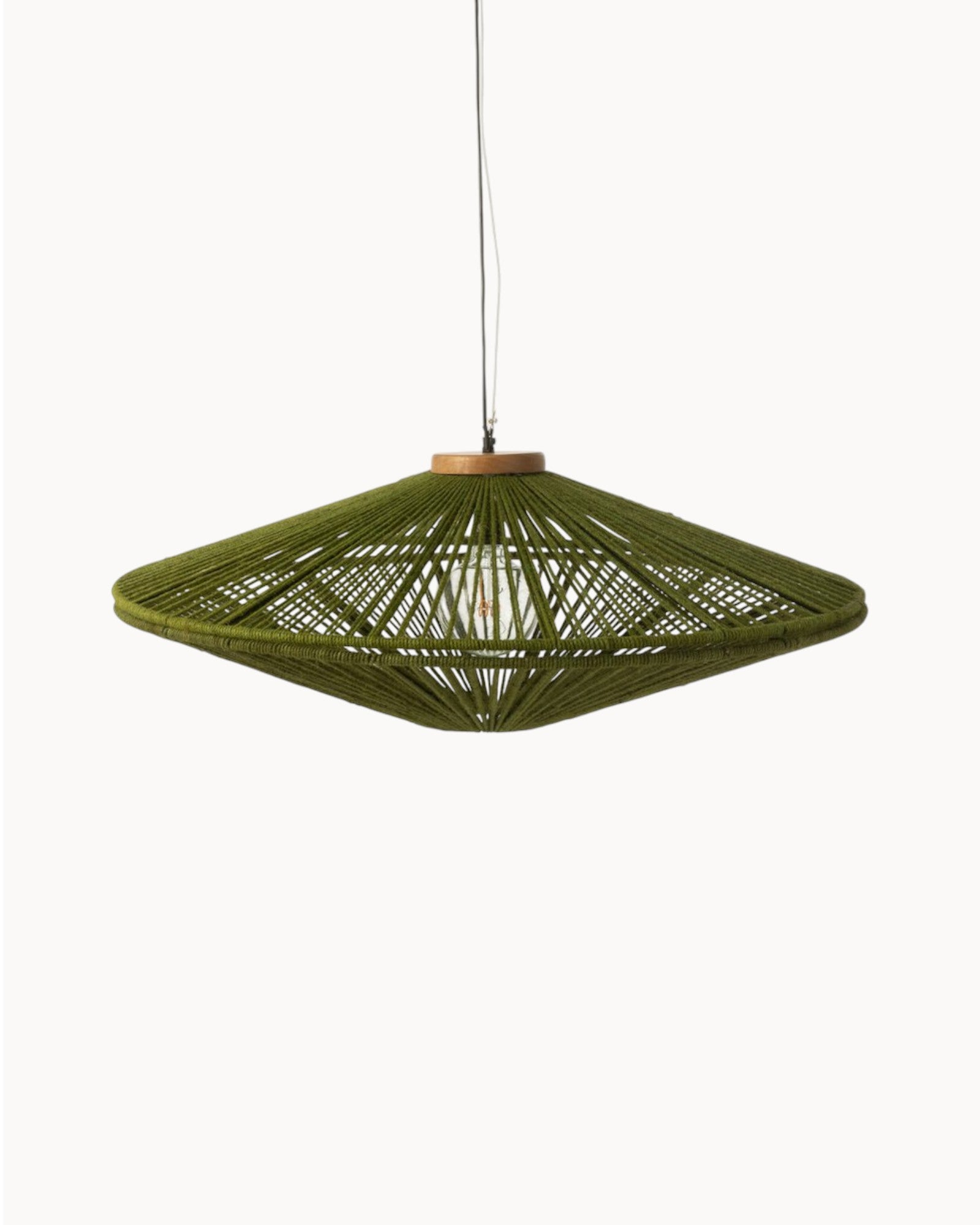J-Line Hanging Lamp Ovni Green - Large Pendant Lamp Made of Metal and Jute