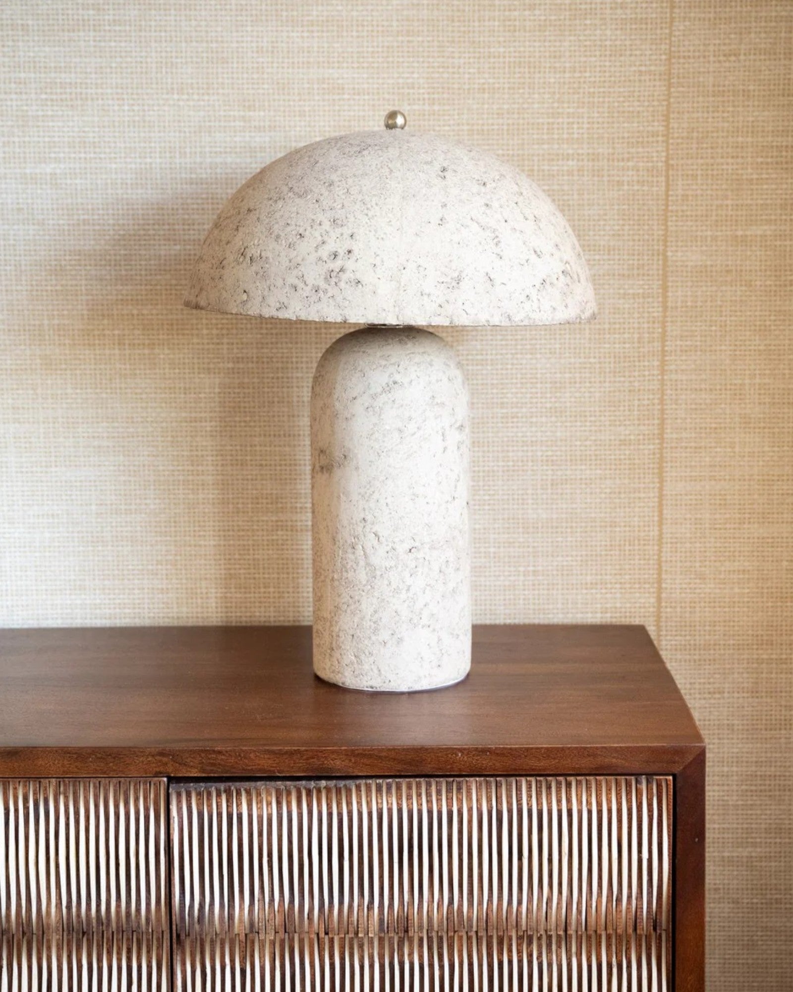 Astley Table Lamp – Stone Grey Paper-Mâché Design with 150 cm Cable