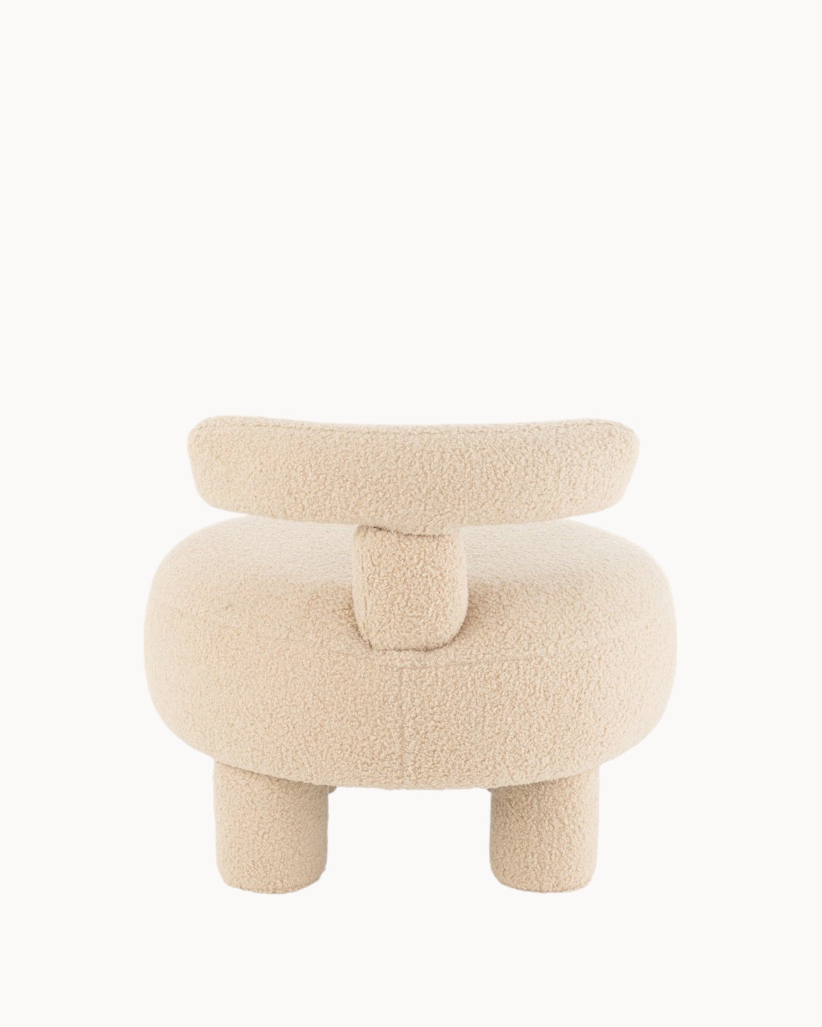 Stool with Chairback – Round Bouclé Beige – Soft & Modern Seating