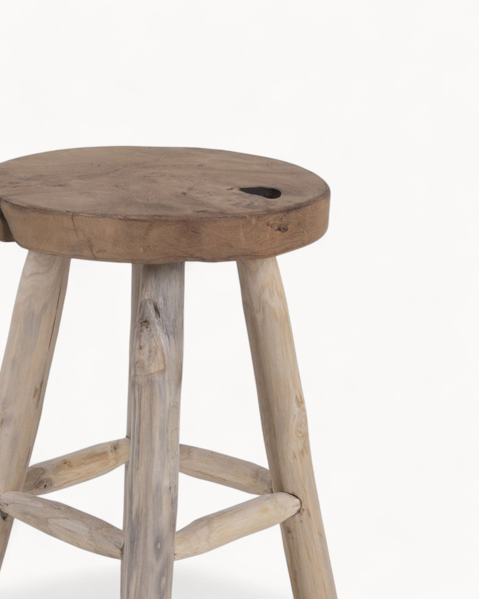 House Nordic – Badia Teak Stool Brown – 45 cm Height – Robust Design