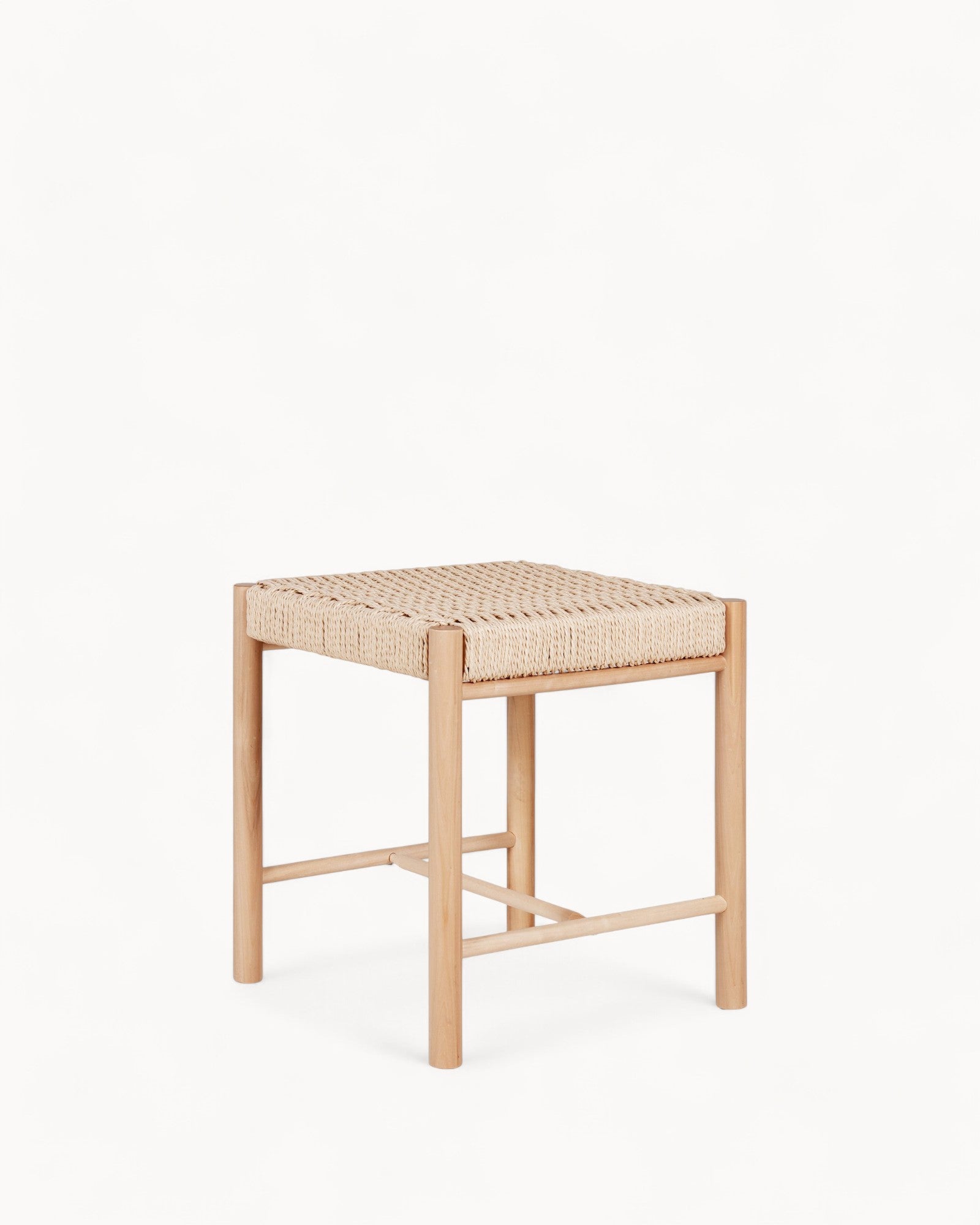 Abano Stool – Natural – Poplar Wood with Natural Weave – Brown