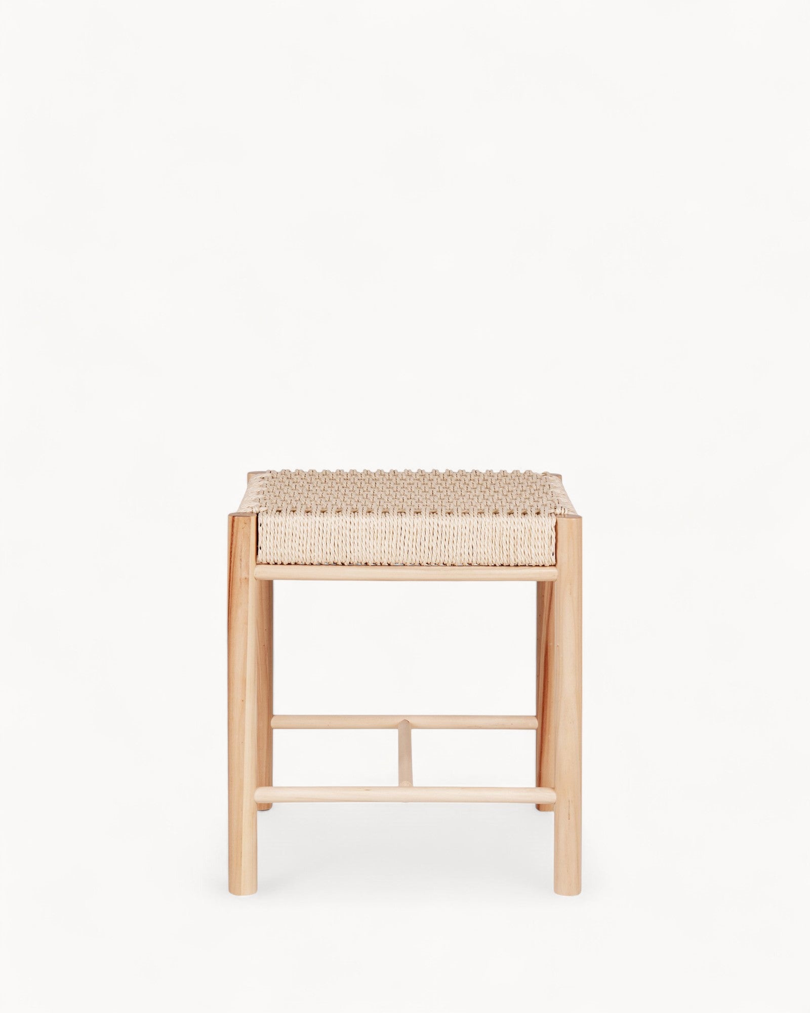 Abano Stool – Natural – Poplar Wood with Natural Weave – Brown