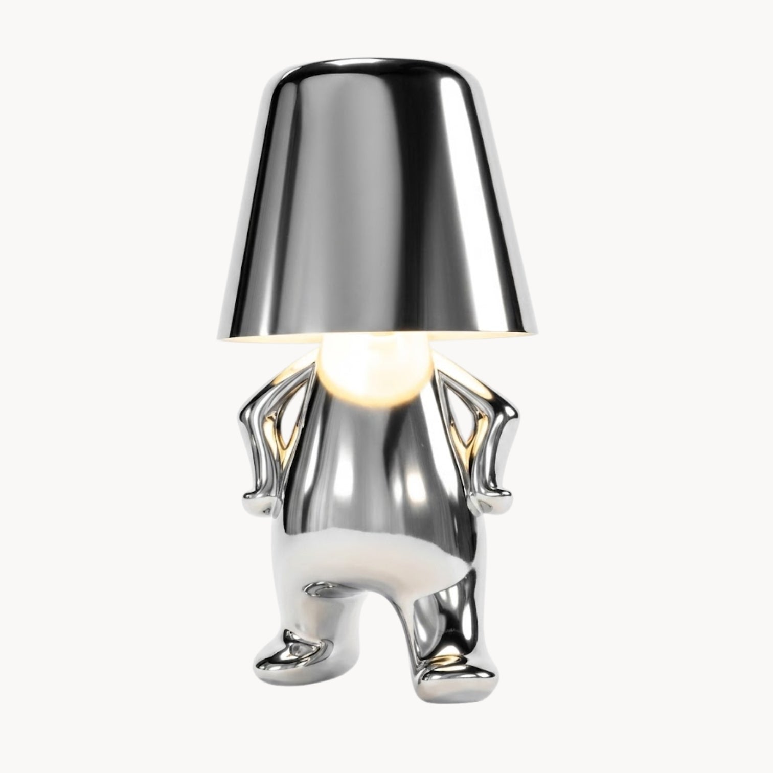 Lunensa Table Lamp Resin Silver – Rechargeable Dimmable LED Bedside Lamp, USB-C, 1800 mAh, 3 W