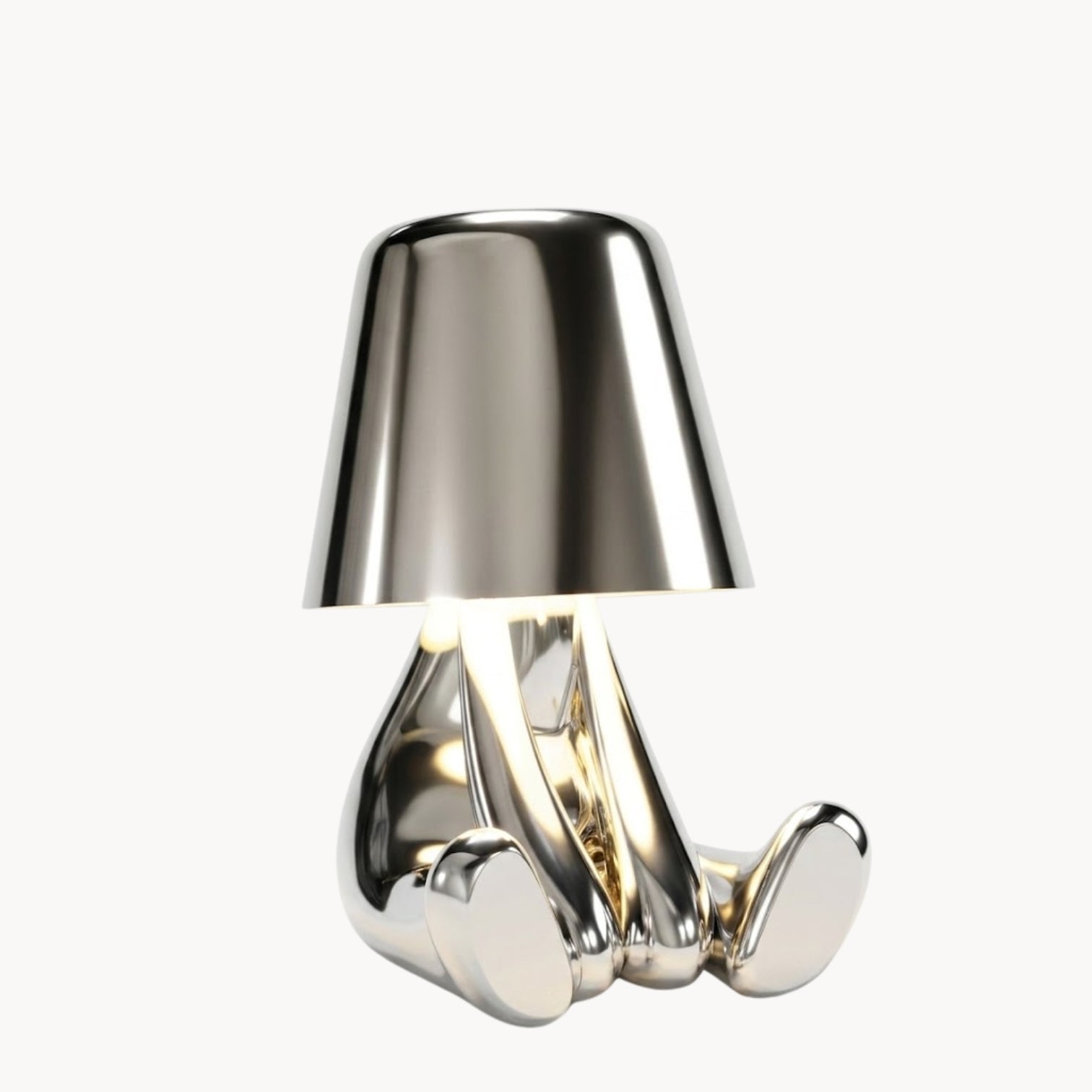 Lunensa Table Lamp Resin Silver – Rechargeable Dimmable LED Bedside Lamp, USB-C, 1800 mAh, 3 W