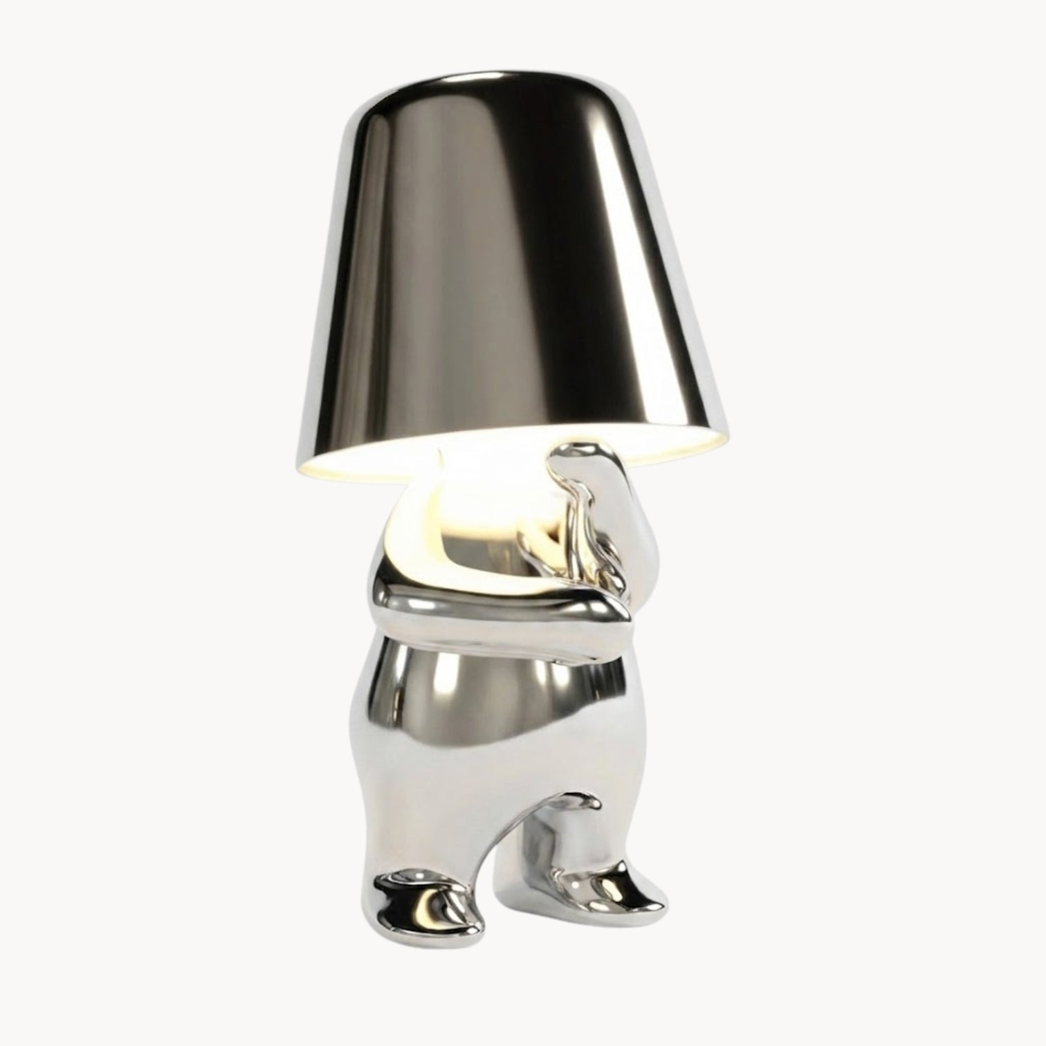 Lunensa Table Lamp Resin Silver – Rechargeable Dimmable LED Bedside Lamp, USB-C, 1800 mAh, 3 W