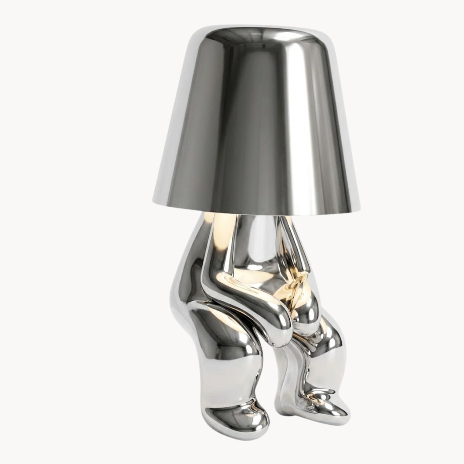 Lunensa Table Lamp Resin Silver – Rechargeable Dimmable LED Bedside Lamp, USB-C, 1800 mAh, 3 W