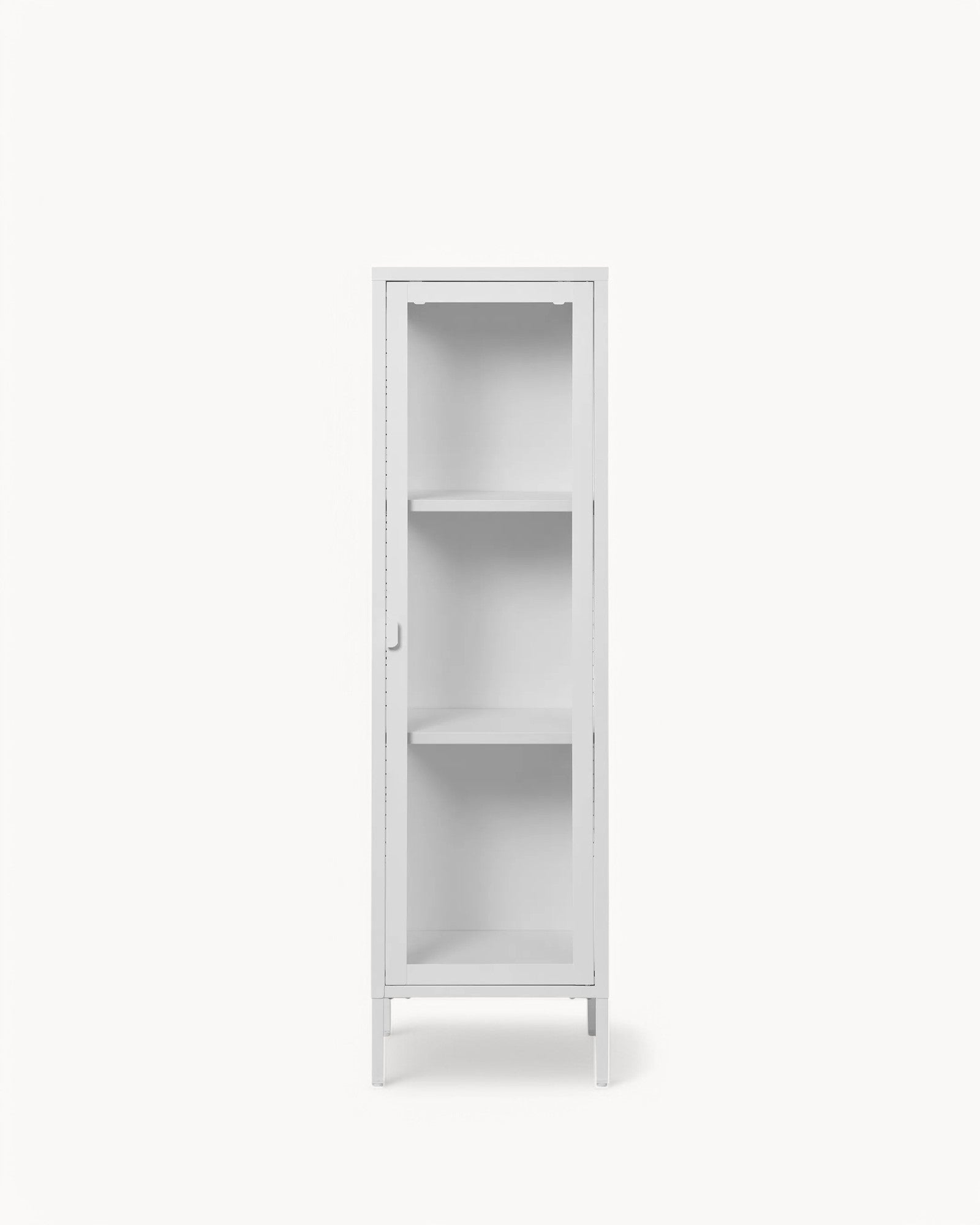 Brisbane Slim Display Cabinet - White steel frame - Glass door - 140 cm