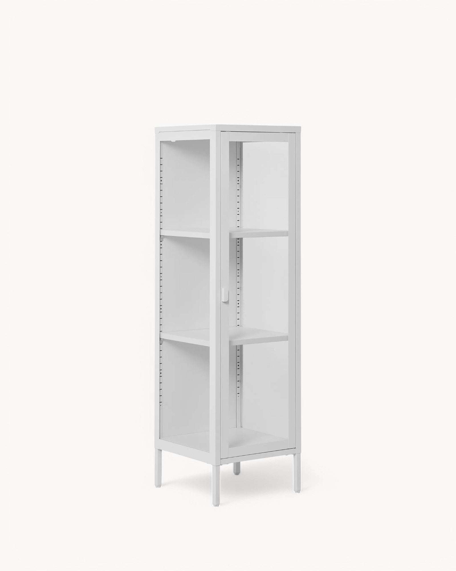 Brisbane Slim Display Cabinet - White steel frame - Glass door - 140 cm