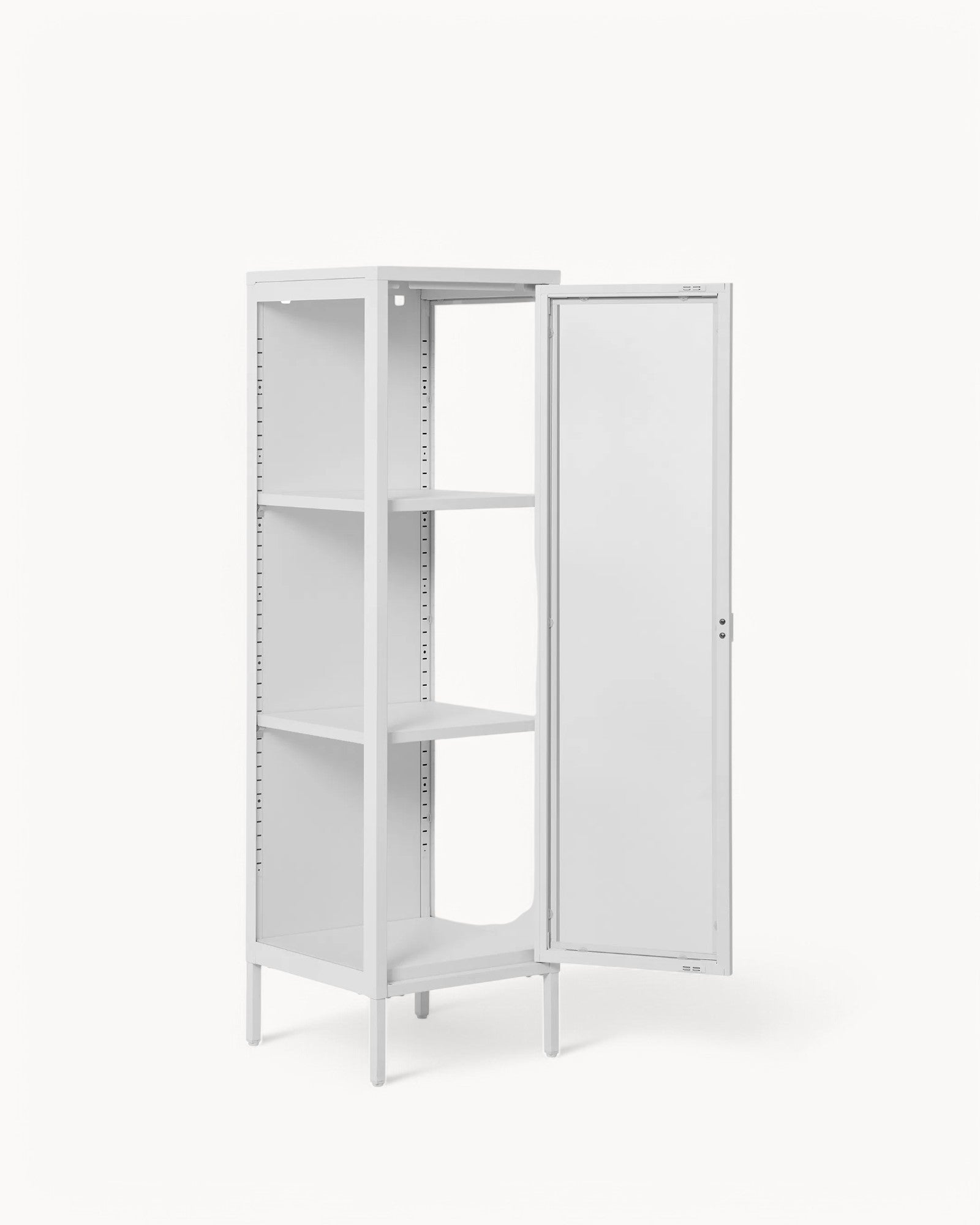 Brisbane Slim Display Cabinet - White steel frame - Glass door - 140 cm