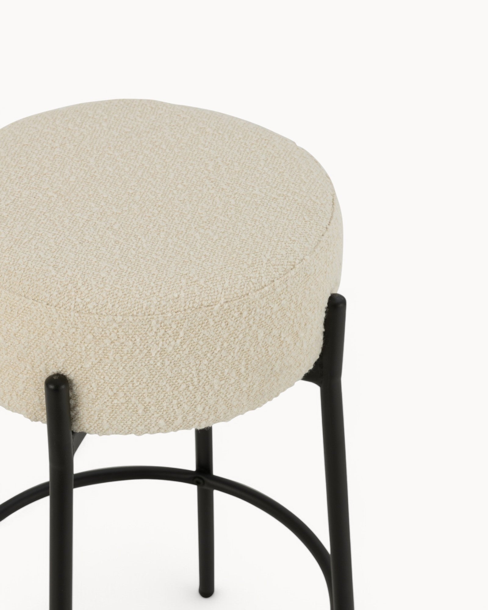 J-Line - Bar Stool Boucle - White & Black - Metal Frame - 67cm Seat Height