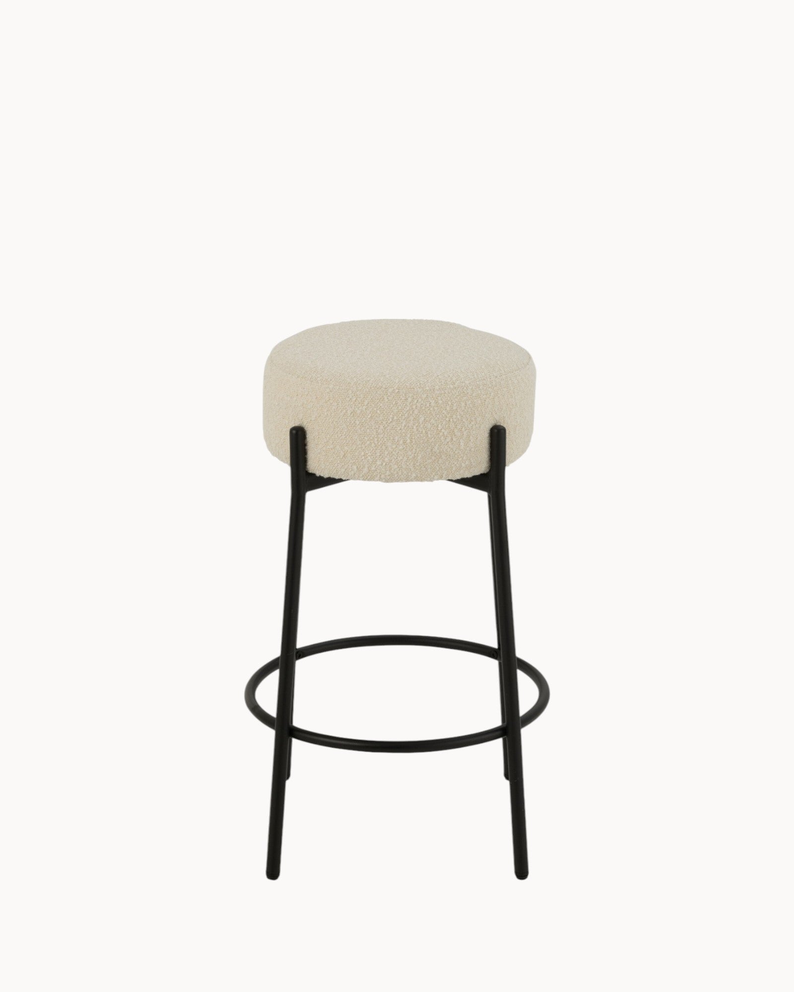 J-Line - Bar Stool Boucle - White & Black - Metal Frame - 67cm Seat Height