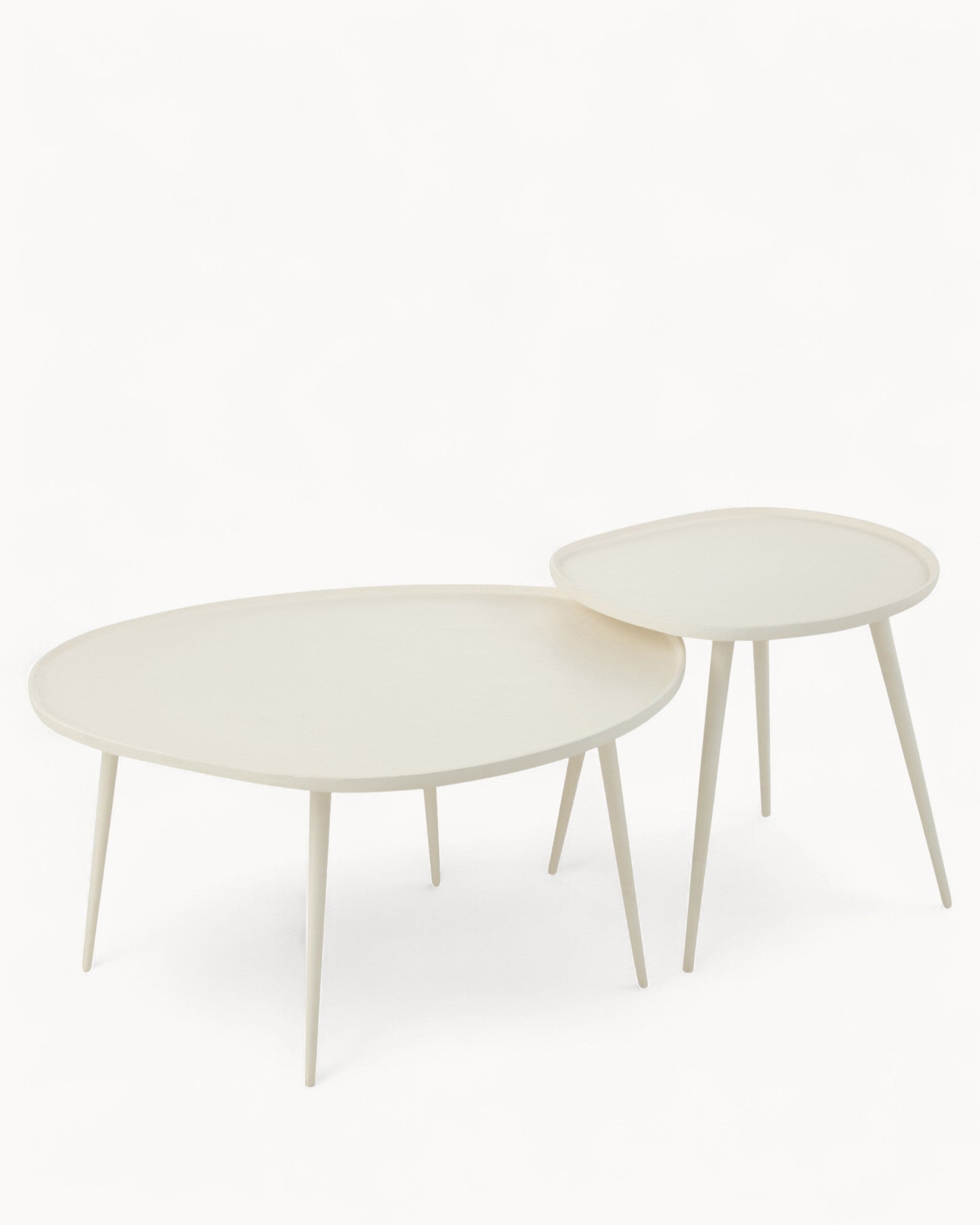 Set of 2 Side Tables – Vinta Collection – Aluminium White – Modern Design