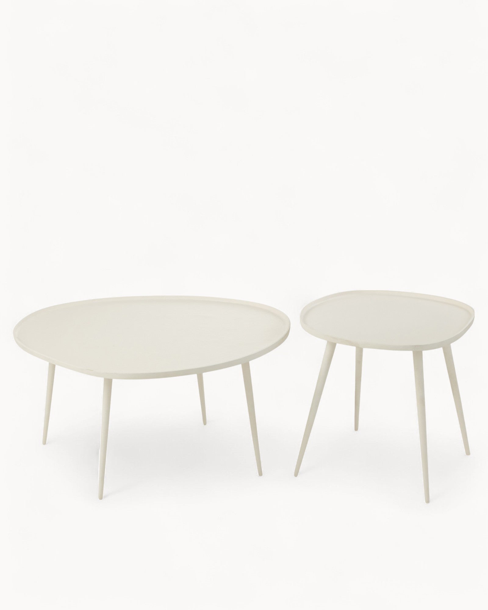 Set of 2 Side Tables – Vinta Collection – Aluminium White – Modern Design