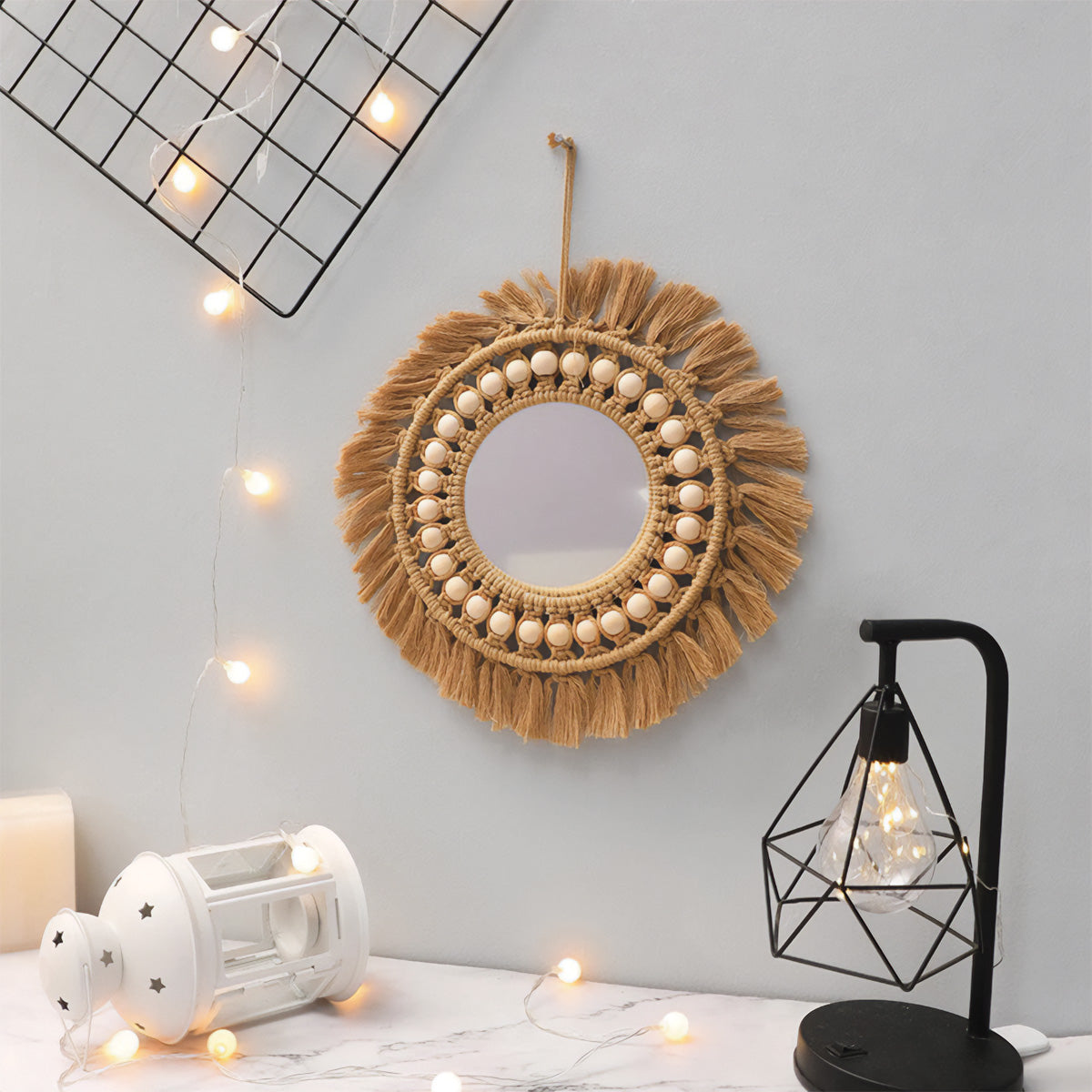 Beaded Macrame Mirror