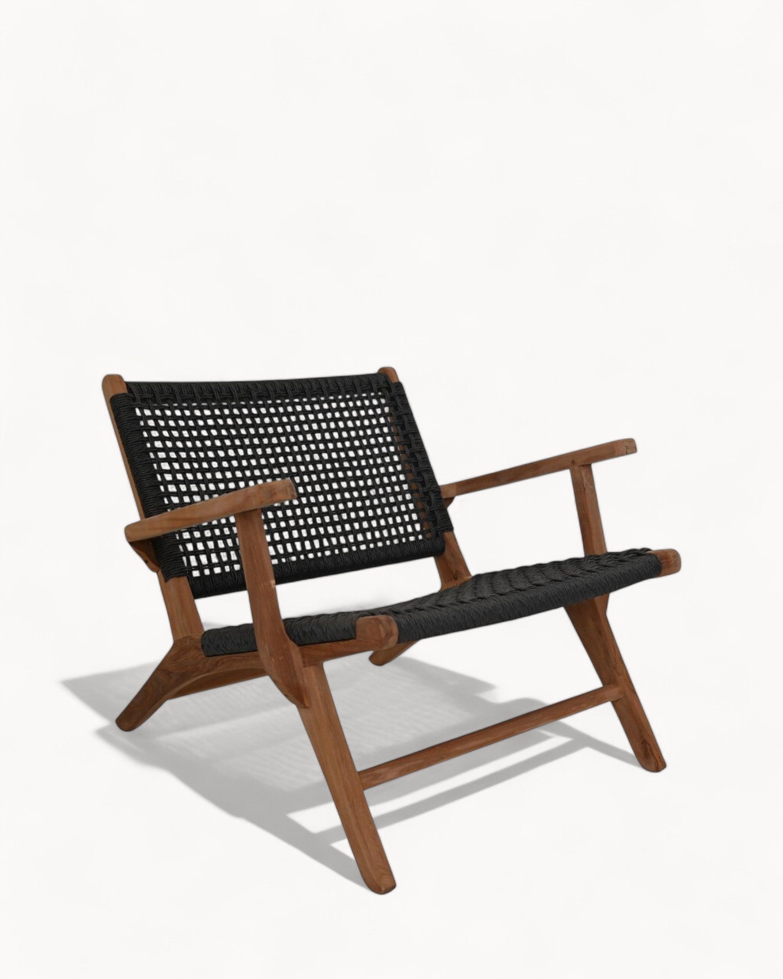 Rio Garden Lounge Chair - Black/Natural Teak/Banana Leaf - 66x80x65 cm