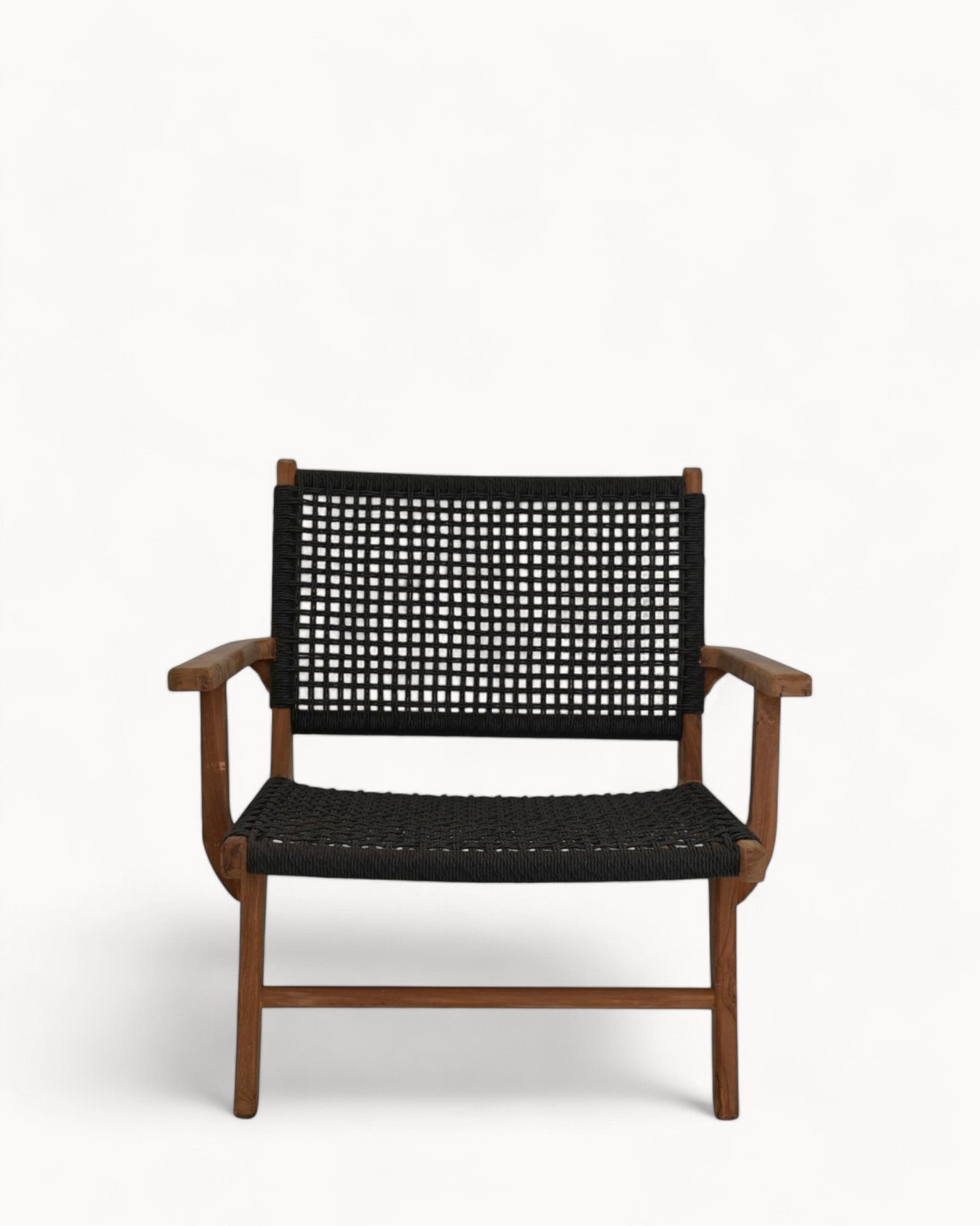Rio Garden Lounge Chair - Black/Natural Teak/Banana Leaf - 66x80x65 cm