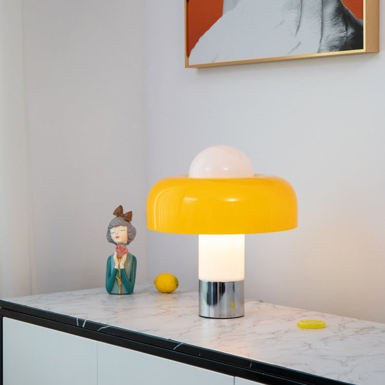 Modern Mushroom Table Lamp – Designer Glass Lamp with Glossy Surface