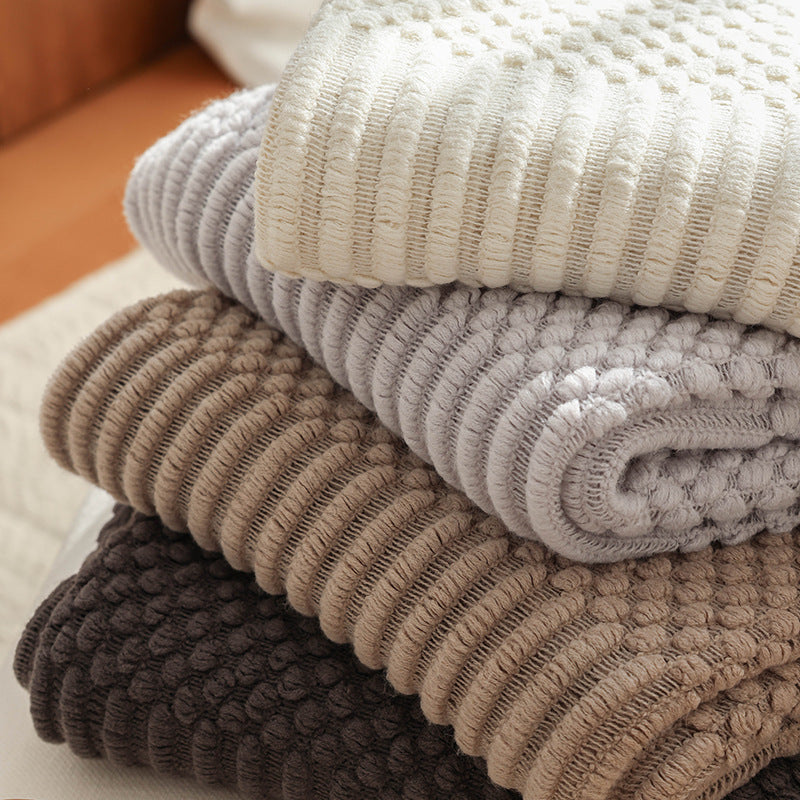 Fringed Knit Throw Blanket – Soft Living Room Blanket in Modern Textured Design