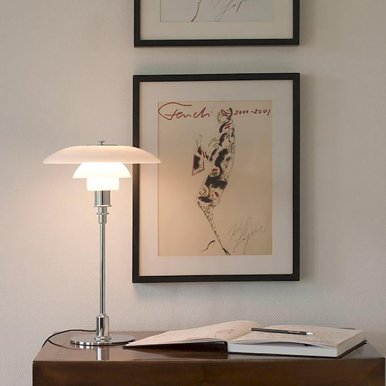 Modern Glass Table Lamp with 3-Layer Shade