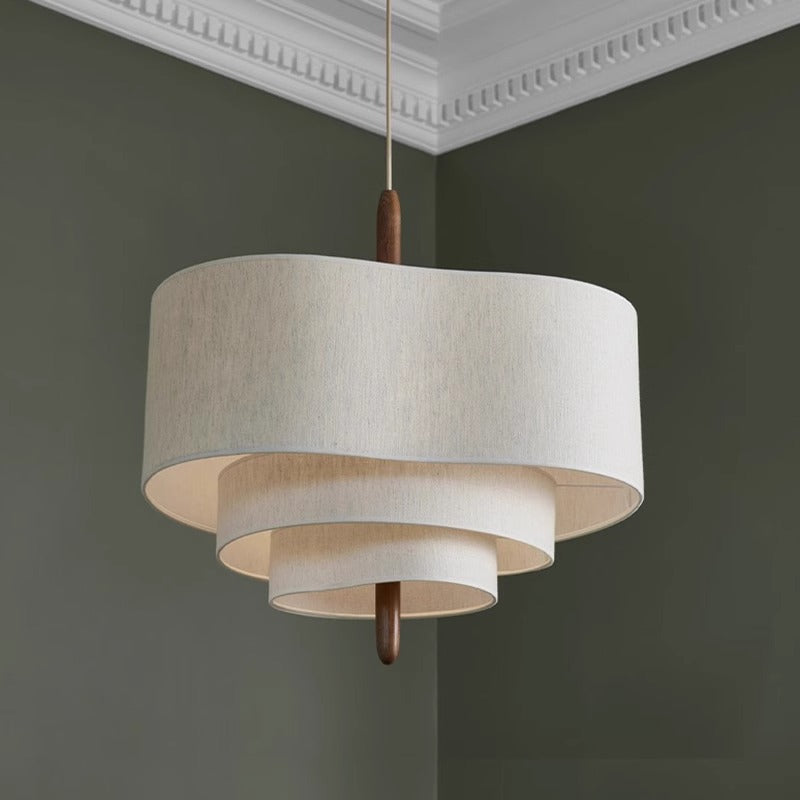 Wabi-Sabi stoffen hanglamp met gelaagd ontwerp