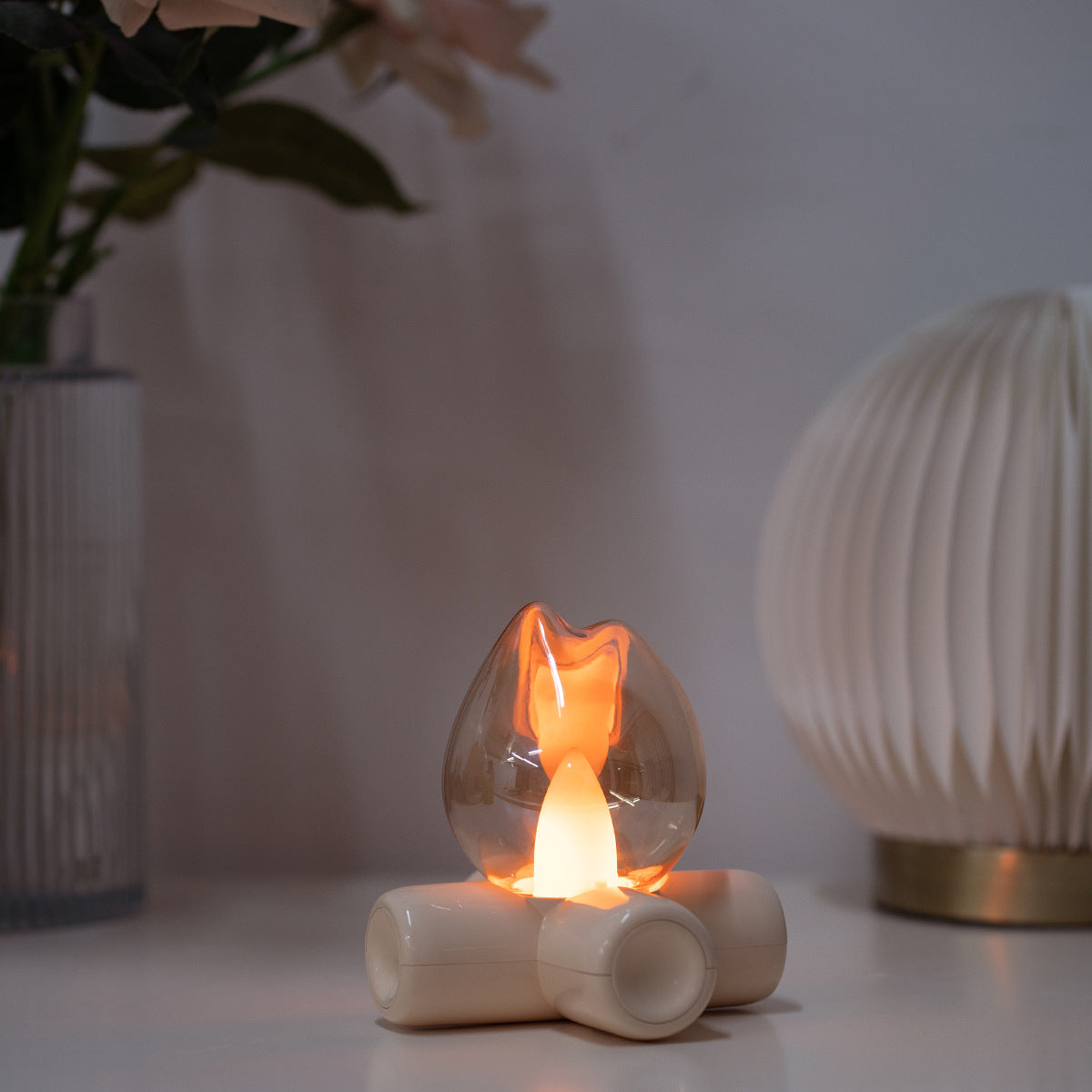 Decorative Fireplace-Shaped Bedside Table Lamp