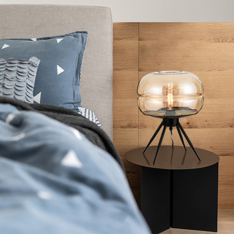 Modern Designer Table Lamp with Glass Shade in Scandinavian Style