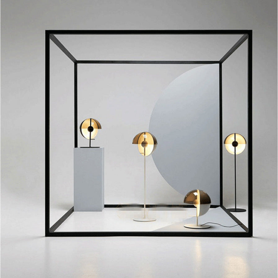 Modern Designer Table Lamp in Bauhaus Style with Glass Shade