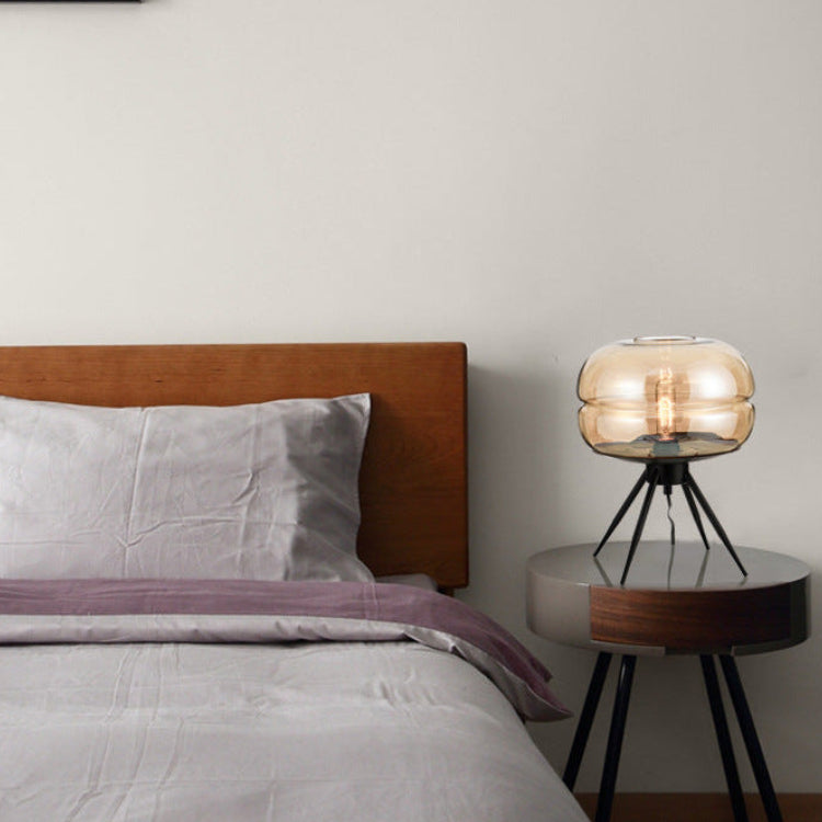 Modern Designer Table Lamp with Glass Shade in Scandinavian Style
