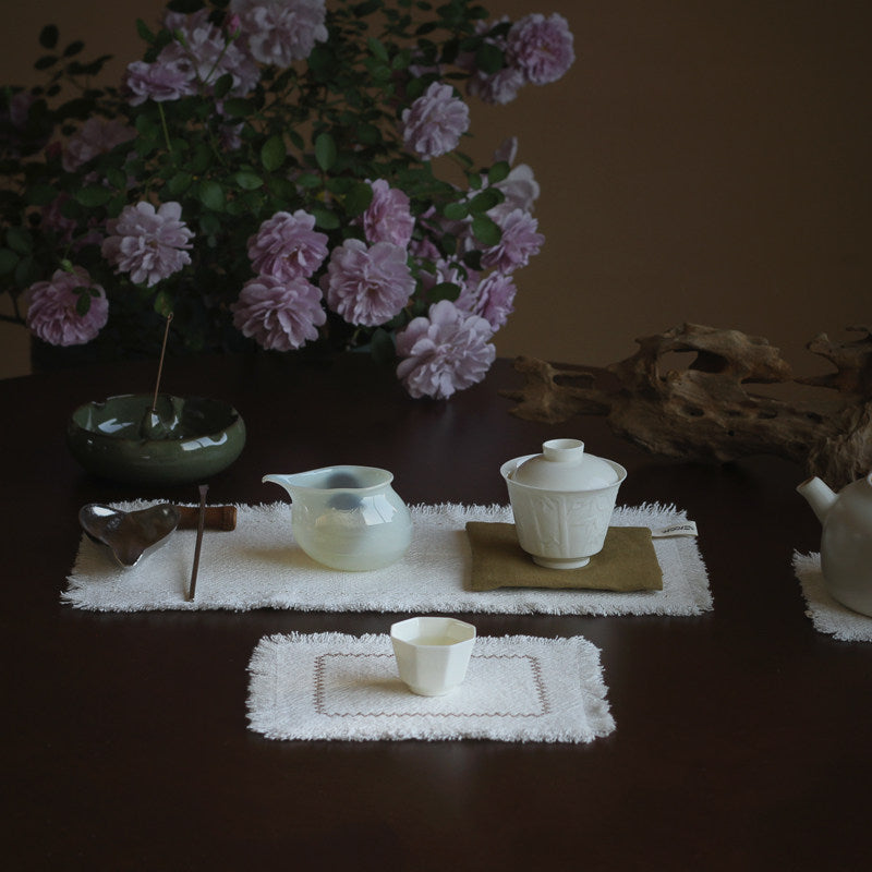 Embroidered Double-Layer Linen-Cotton Coaster and Tea Table Runner