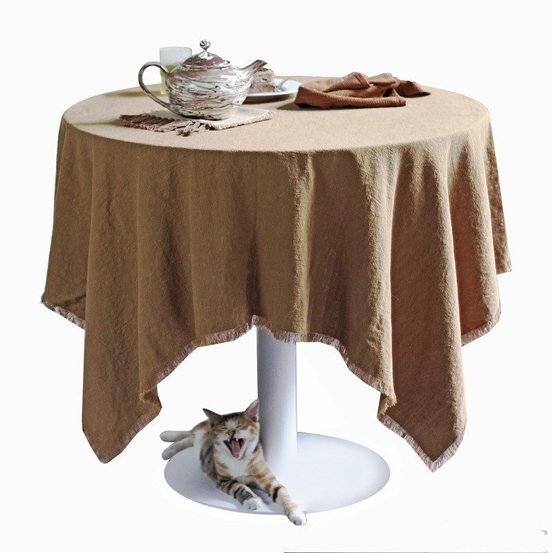 Heavy Ramie-Linen Tablecloth with Tassel Border