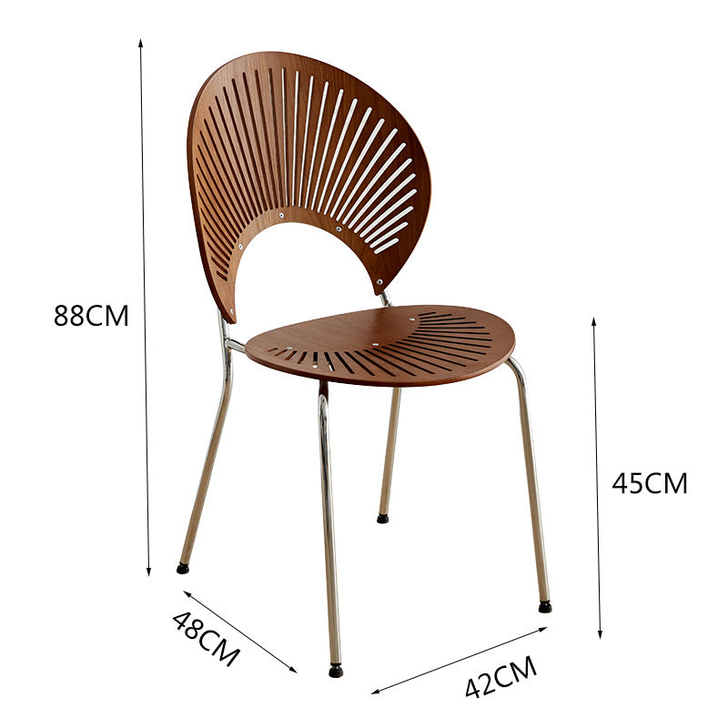 Minimalist Shell-Shaped Solid Wood Dining Chair