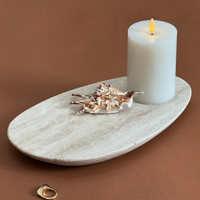 Decorative Travertine Tray – Organic Form