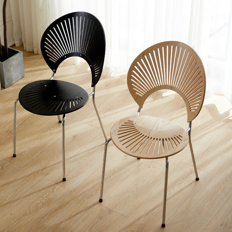Minimalist Shell-Shaped Solid Wood Dining Chair