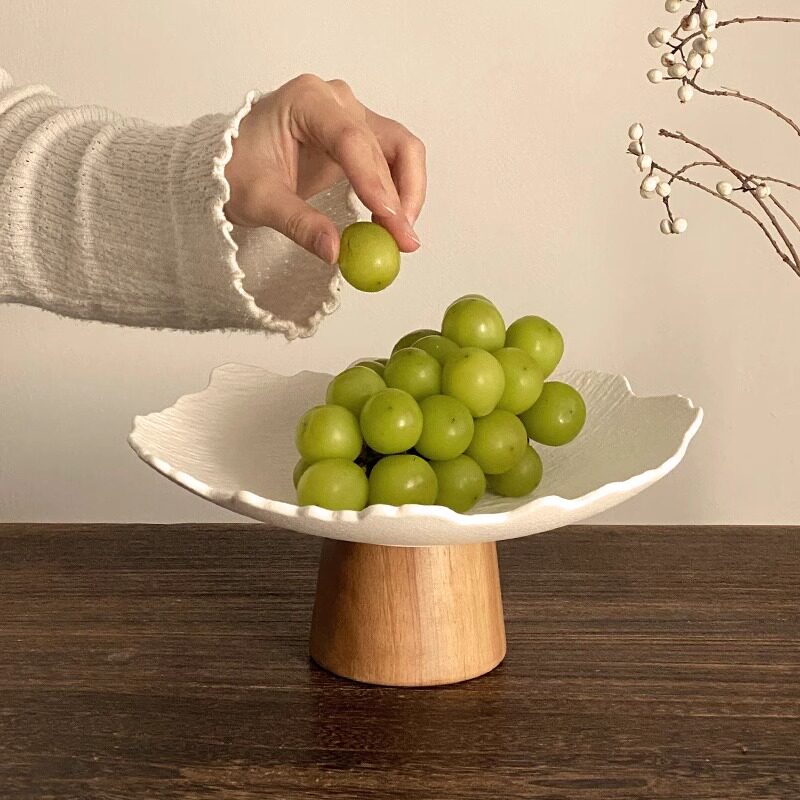 Keramieken Presenteerschaal met Voetstuk voor Fruit en Gebak