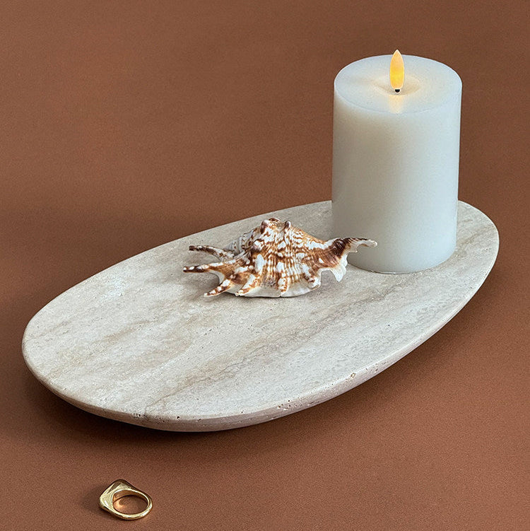 Decorative Travertine Tray – Organic Form