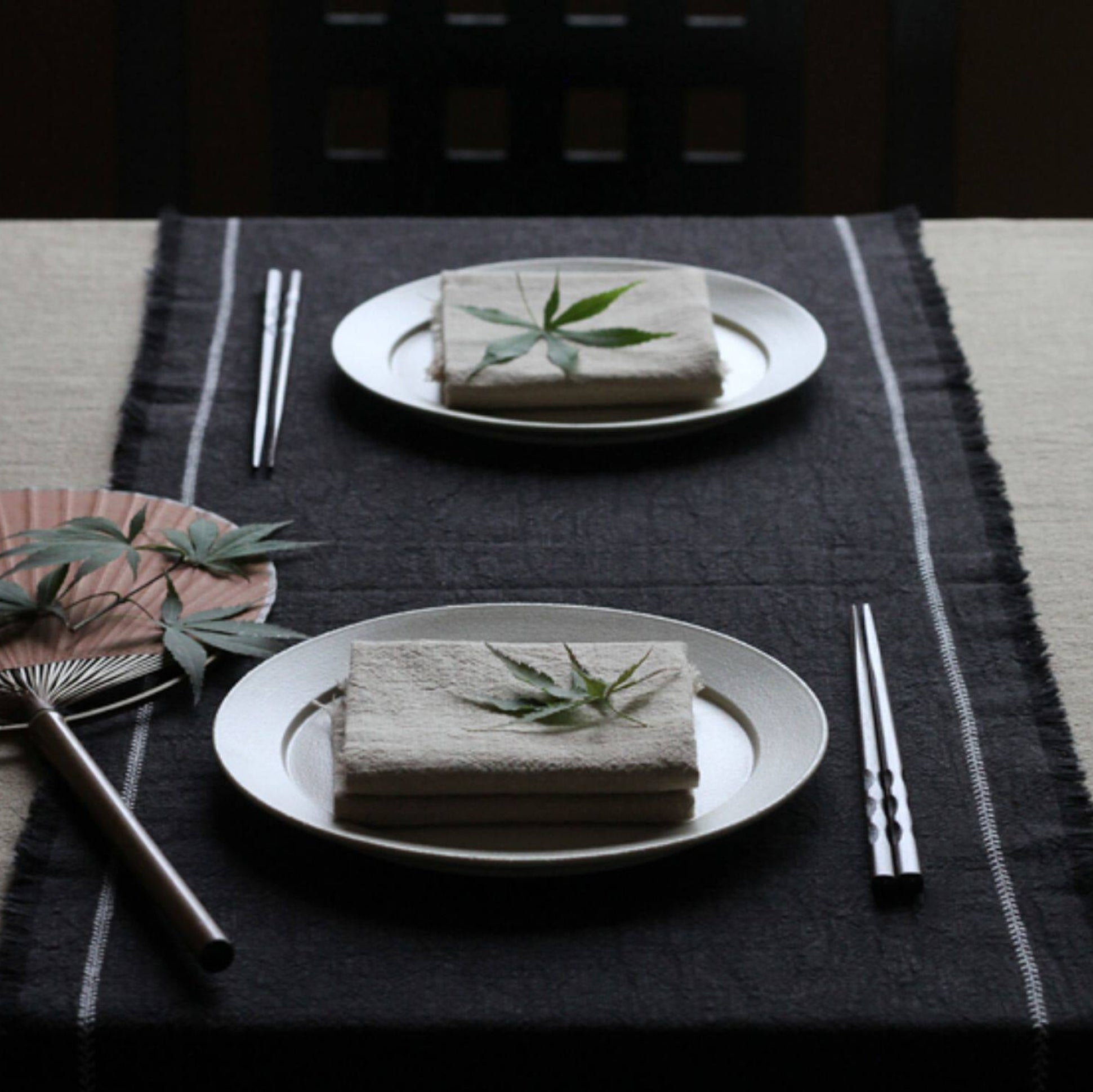 Embroidered Extra-Thick Ramie-Cotton Table Runner
