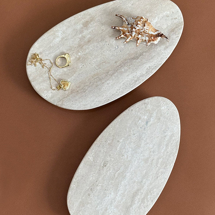 Decorative Travertine Tray – Organic Form