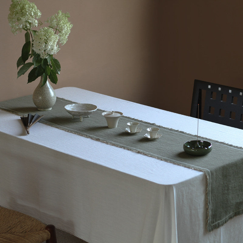 Embroidered Extra-Thick Ramie-Cotton Table Runner