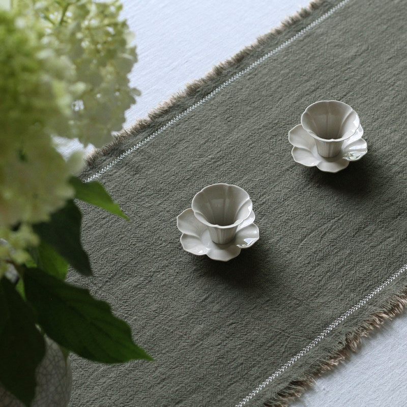 Embroidered Extra-Thick Ramie-Cotton Table Runner