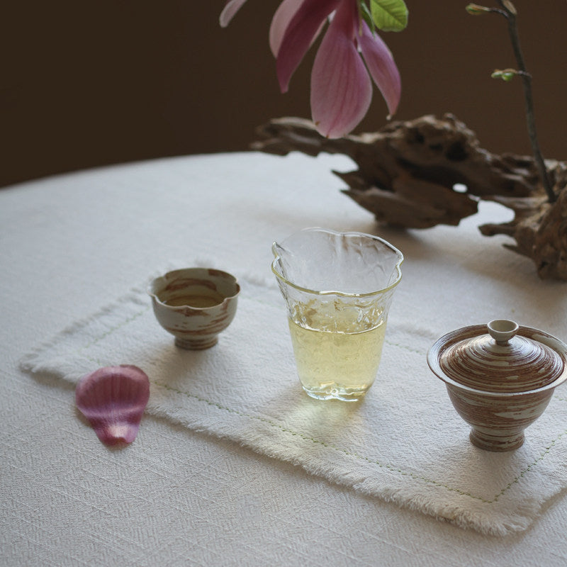 Embroidered Double-Layer Linen-Cotton Coaster and Tea Table Runner