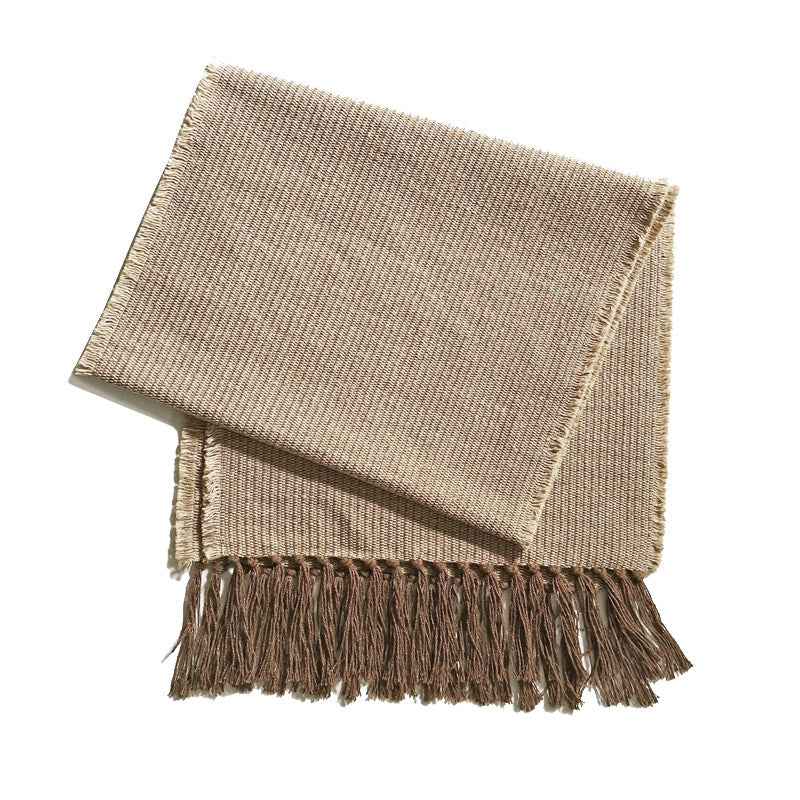 Minimalist Linen-Cotton Mix Table Runner with Fringe
