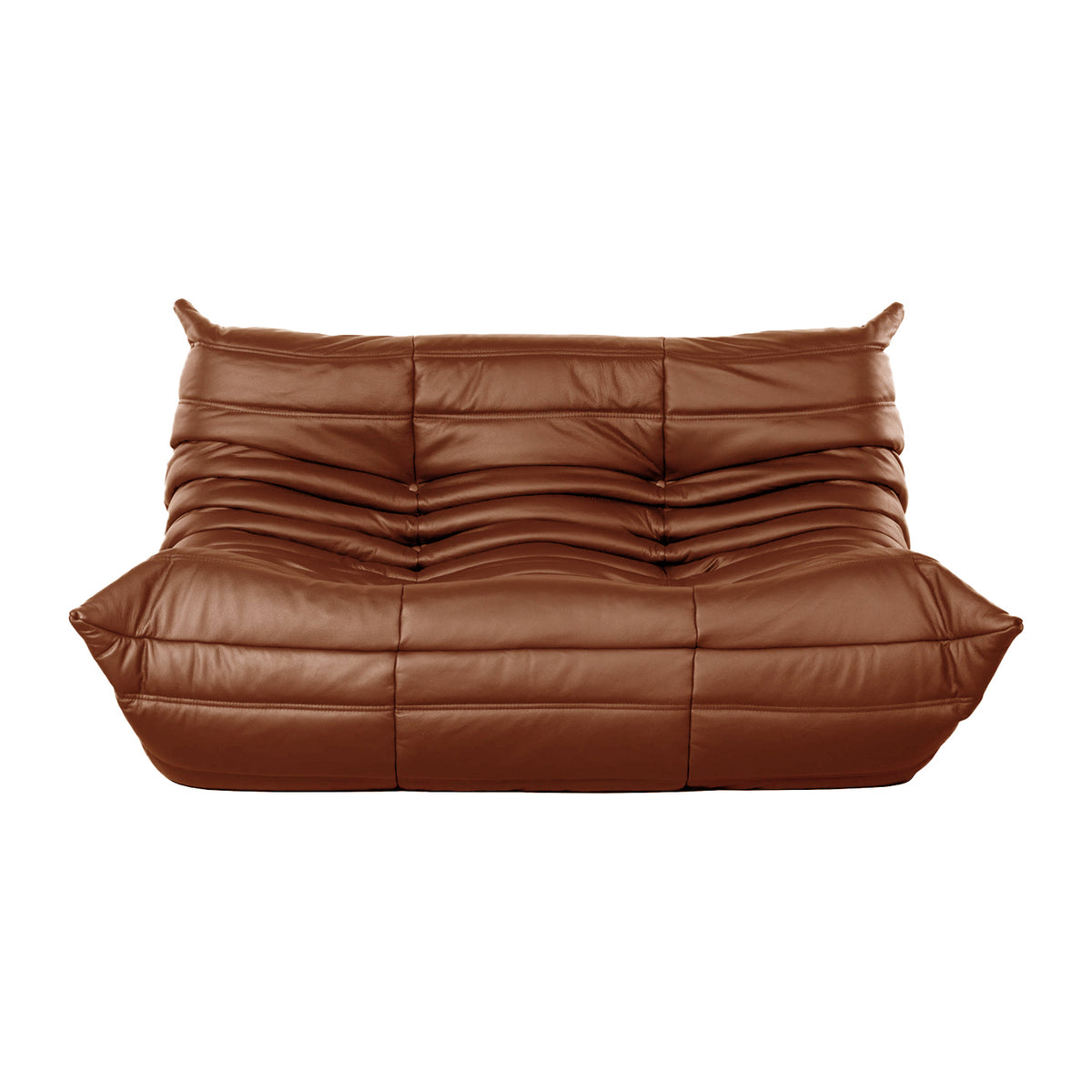Togo 2-Seater Sofa - Genuine Leather - Brown